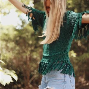 Free People Woven Teal Top